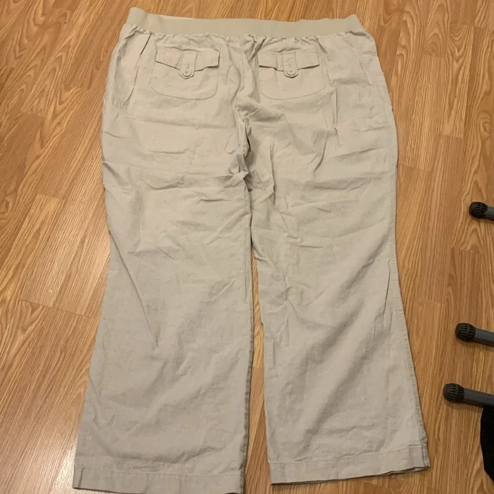 PENNINGTONS Cream Linen Pants size 28 - Picture 3 of 13